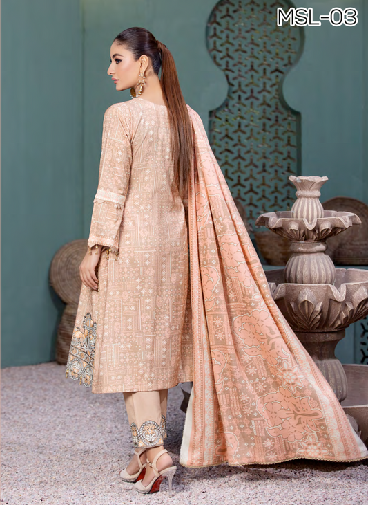 Light Brown and Peach Munira Designer Dhanak Ladies Suit