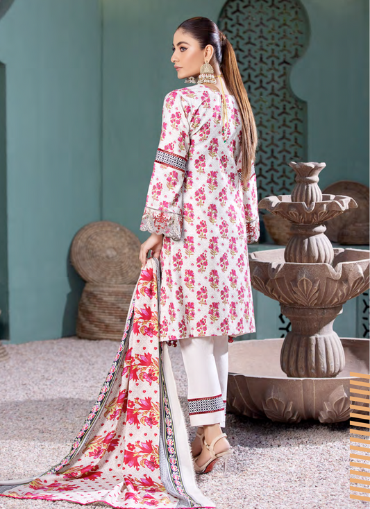 Off White and Pink Munira Designer Dhanak Ladies Suit