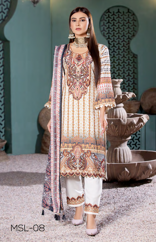 Cream Munira Designer Dhanak Ladies Suit