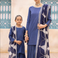 Blue Mummy & Me Jacquard Gharara Girls Suit