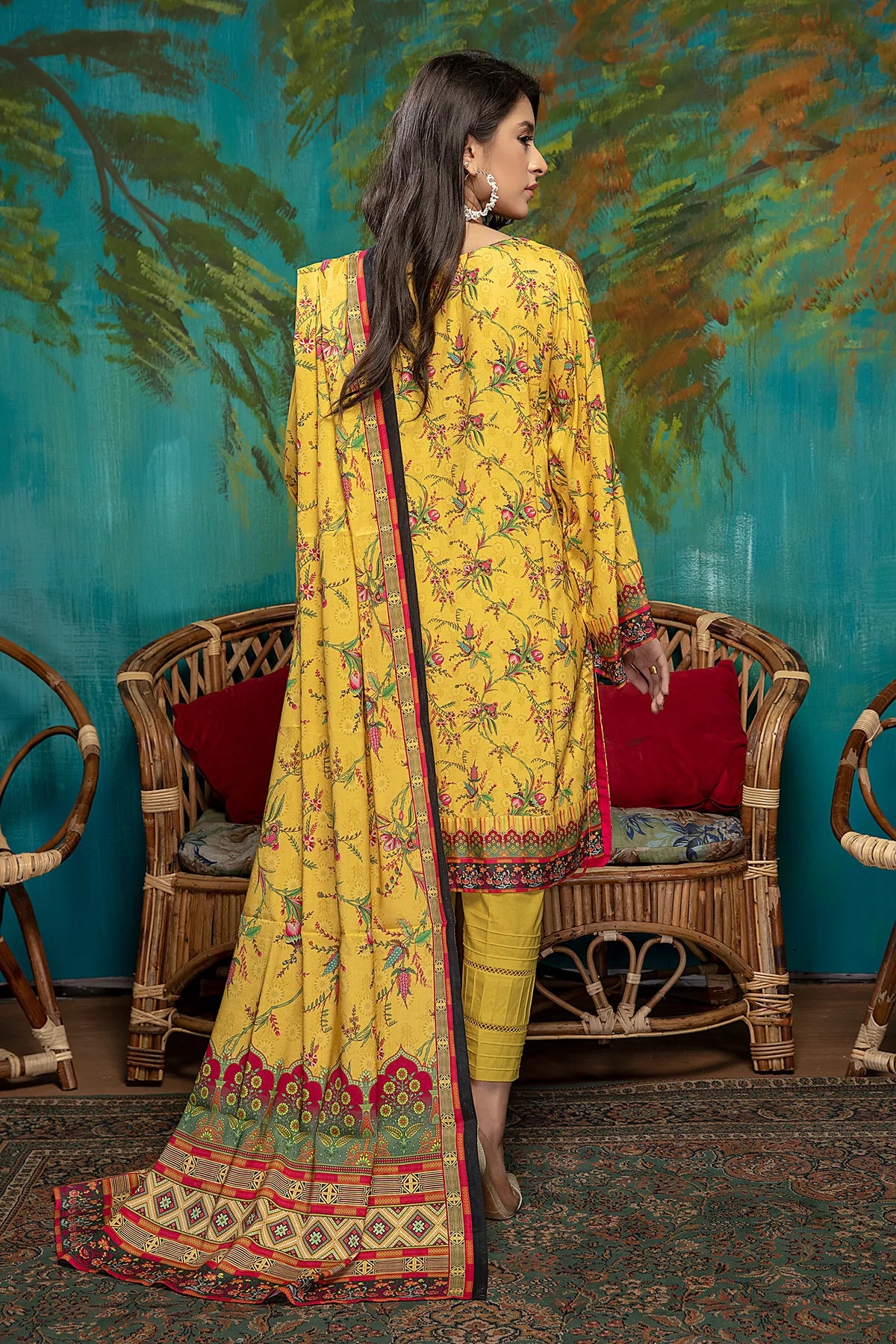 Yellow Poshak by Adan's Libas Linen Ladies Suit